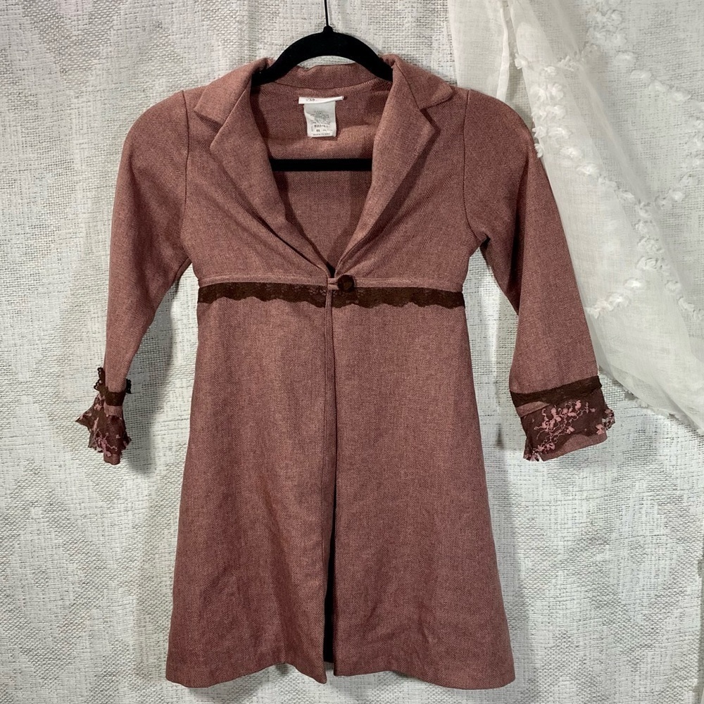 Bonnie Jean pink and brown single button overcoat size 6X